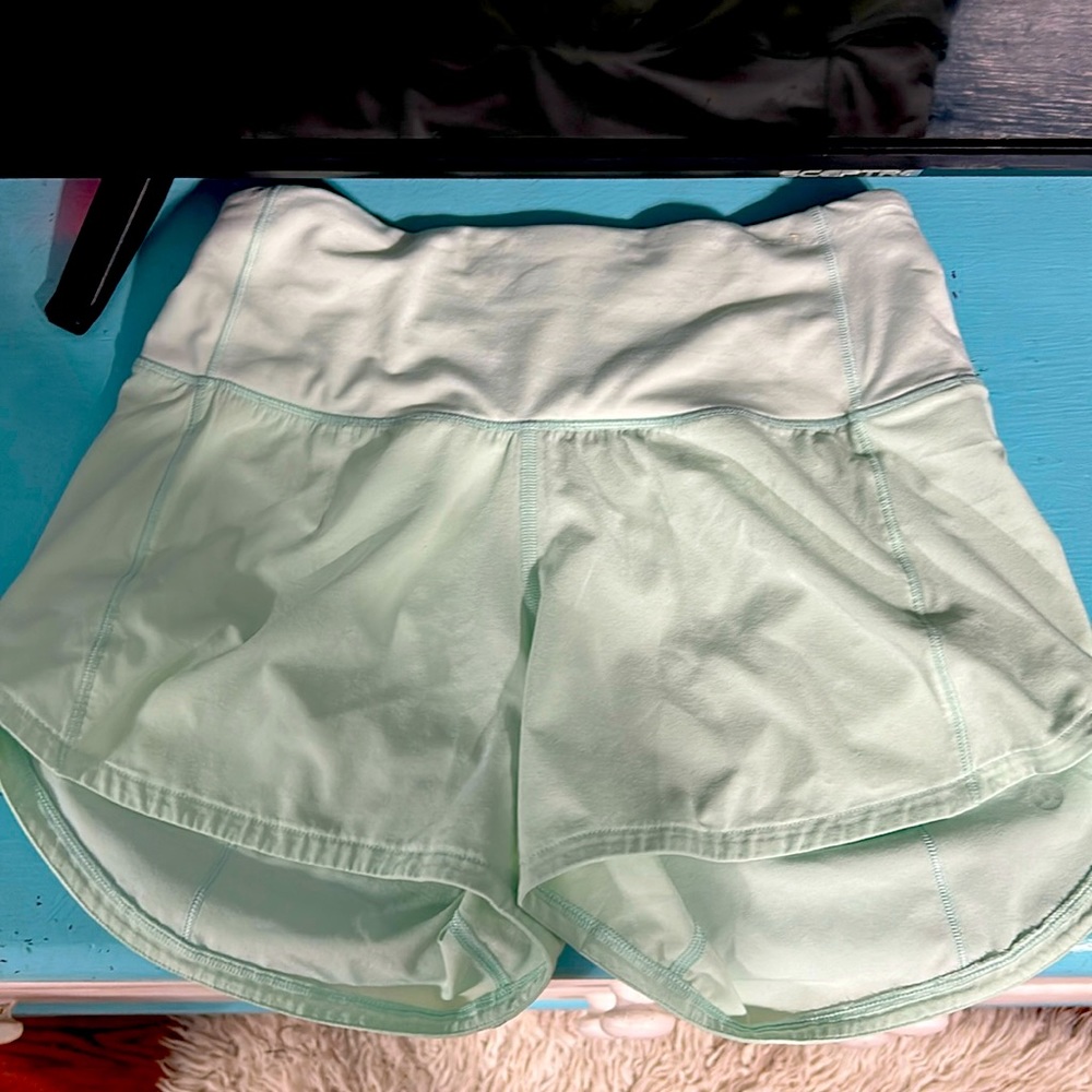Aqua Lululemon athletic shorts
